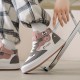 Women's Cartoon Panda & Letter Print Sneakers, Lace Up Soft Sole Platform Skate Shoes, High-top Non-slip Walking Shoes