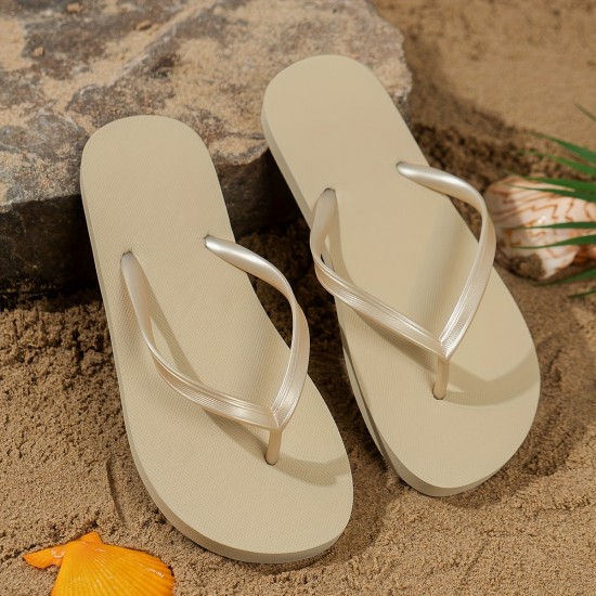 Women's Solid Color Flip Flops, Slip On Minimalist Lightweight Flat Casual Slides, Vacation Summer Beach Comfy Shoes Women's Solid Color Flip Flops, Slip On Minimalist Lightweight Flat Casual Slides, Vacation Summer Beach Comfy Shoes
