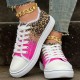 Women's Leopard Print Canvas Shoes, Casual Glitter Sequins Decor Lace Up Shoes, Lightweight Low Top Sneakers Women's Leopard Print Canvas Shoes, Casual Glitter Sequins Decor Lace Up Shoes, Lightweight Low Top Sneakers