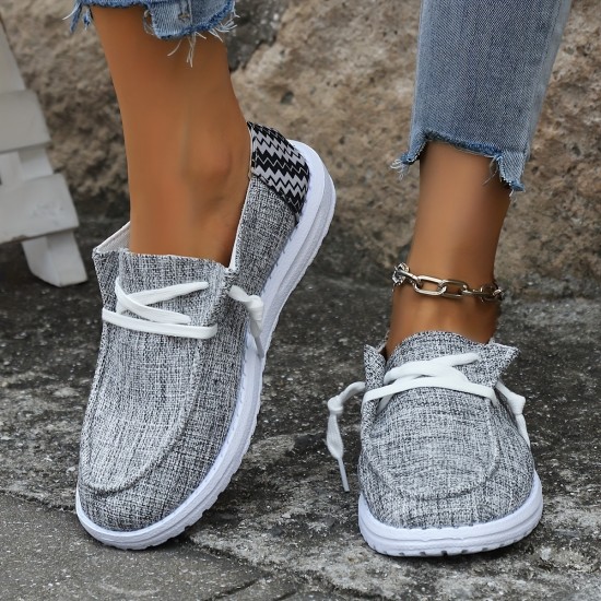 Women's Casual Low Top Canvas Shoes, Lightweight Round Toe Lace Up Sneakers, Comfy Non Slip Walking Shoes Women's Casual Low Top Canvas Shoes, Lightweight Round Toe Lace Up Sneakers, Comfy Non Slip Walking Shoes