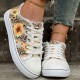 Women's Sunflower Print Canvas Shoes, Casual Lace Up Outdoor Shoes, Lightweight Low Top Walking Shoes Women's Sunflower Print Canvas Shoes, Casual Lace Up Outdoor Shoes, Lightweight Low Top Walking Shoes