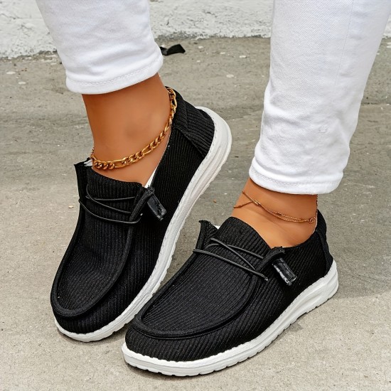 Women's Solid Color Canvas Shoes, Casual Lace Up Round Toe Loafers, Women's Versatile Non Slip Sneakers Women's Solid Color Canvas Shoes, Casual Lace Up Round Toe Loafers, Women's Versatile Non Slip Sneakers