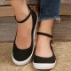 Women's Balck Canvas Shoes, Casual Buckle Strap Flat Shoes, Women's Daily Outdoor Shoes Women's Balck Canvas Shoes, Casual Buckle Strap Flat Shoes, Women's Daily Outdoor Shoes